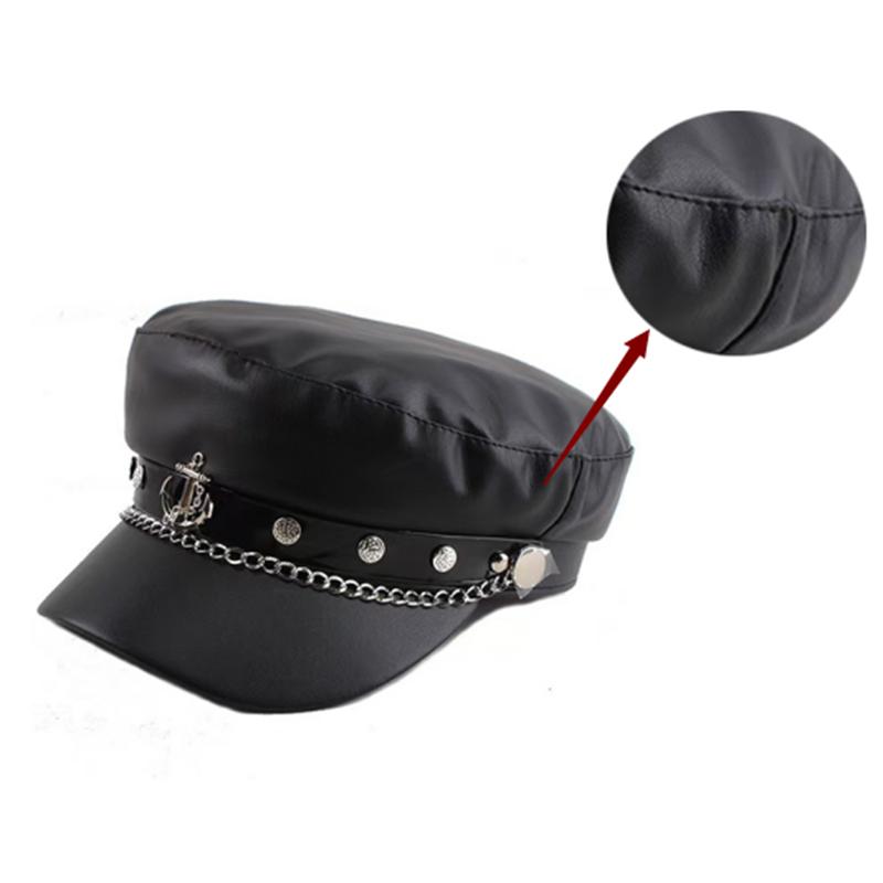 Oosaki Nana Cosplay Pu Cap Beret Vintage England Flat Newsboy Outdoor Casual Army Cap Women Alloy Badge Pography Military Hat