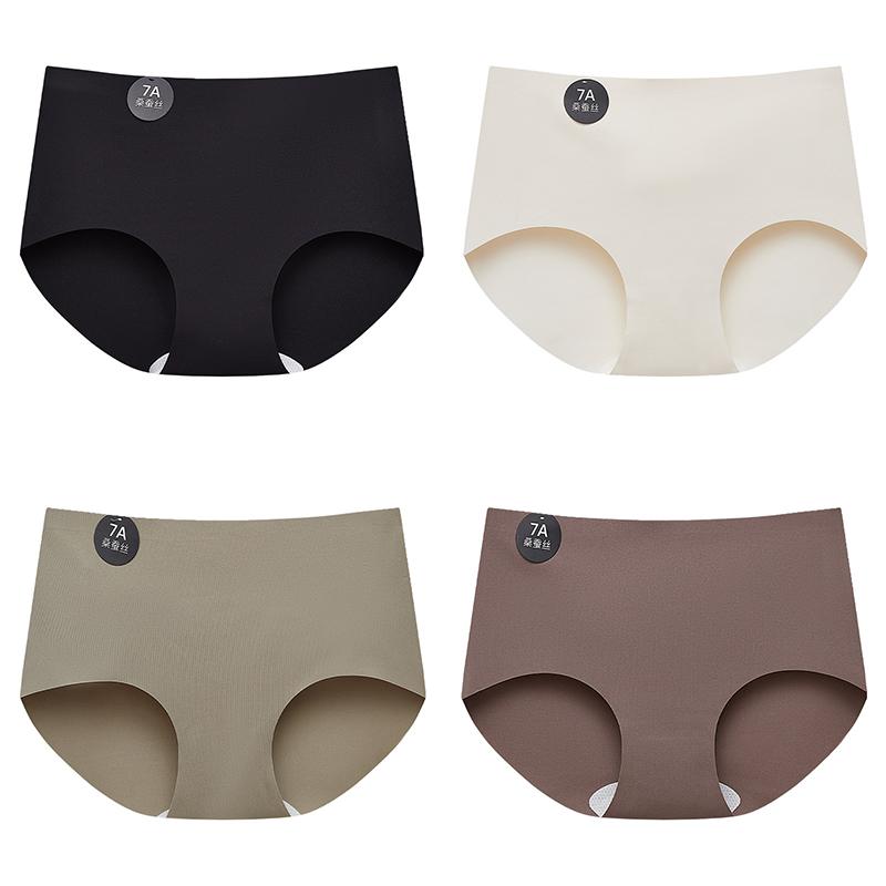 4PCS Seamless Panties for Woman Ice Silk Underwear Soft Thin Briefs Women's Underpants Fashion Sexy Female Lingerie