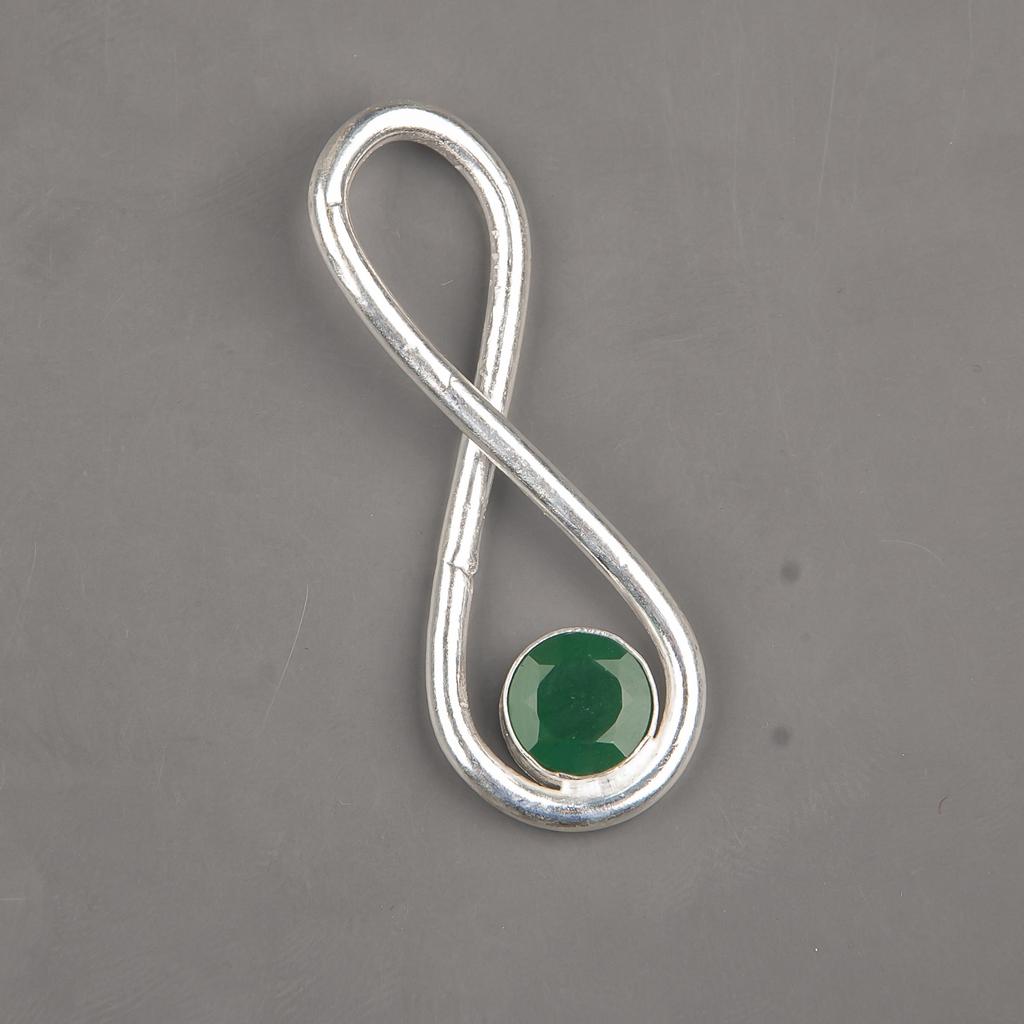 Facettierter Grünonyx Edelstein Anhänger Schmuck, 925 Sterlingsilber Anhänger, Onyx Silber Anhänger für Verlobungsgeschenk