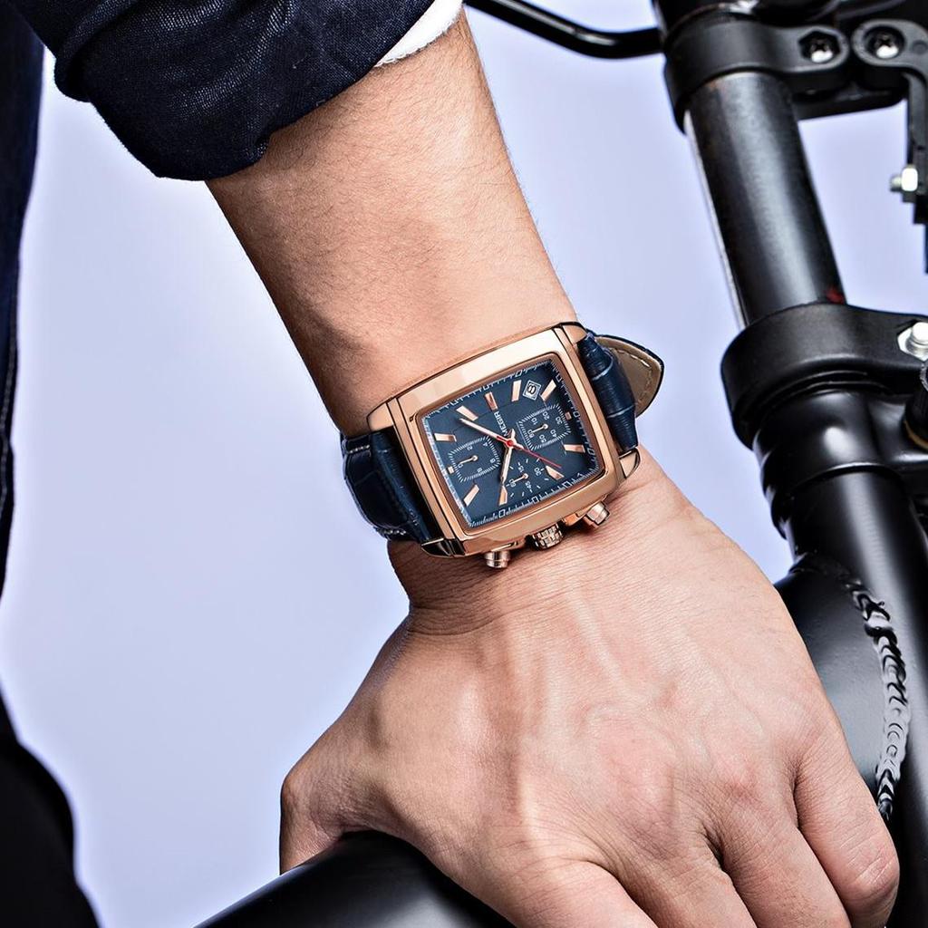 Megir Freizeituhren Mode Herren Quarz Armbanduhren Lederarmband Wasserdicht Leuchtend Herrenuhr Chronograph 2028