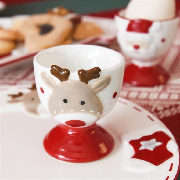 Ceramic Eggs Holder Cup Christmas Themed Porcelain Small Wine Cup Home Decoration Accessories Elegant Party Drinkware