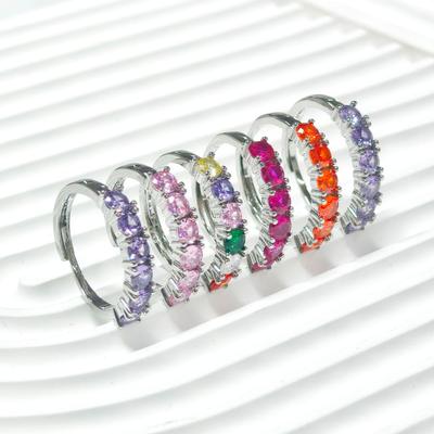 Gusen Colorful Zircon Inlaid Fashion Ring - Simple, Exquisite, Hot-Selling Style