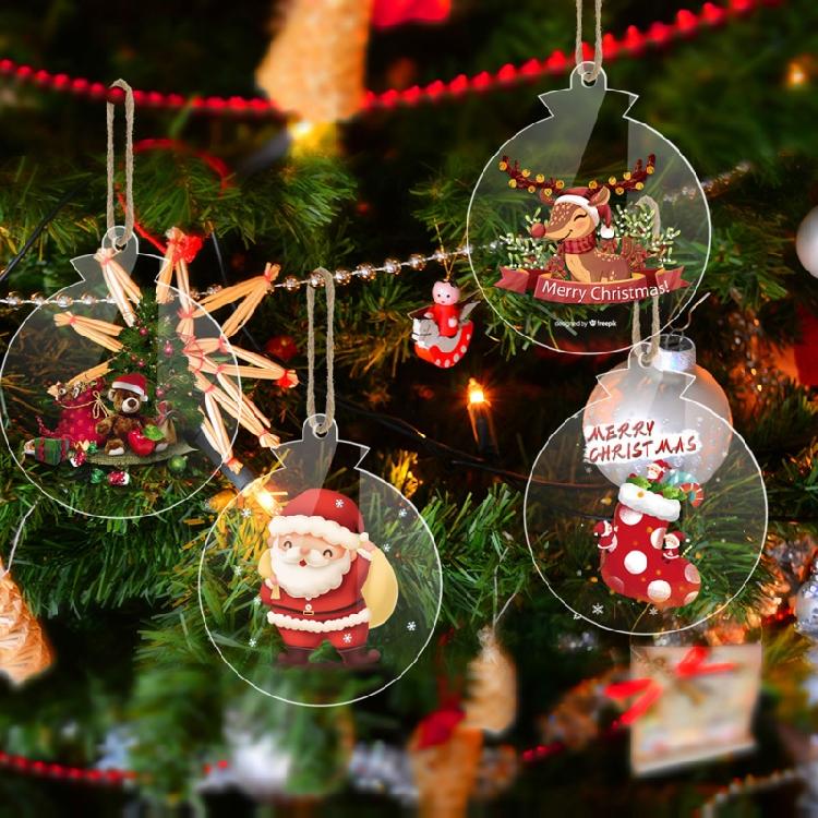 10 Peças Etiquetas de Natal Inovadoras Folhas Acrílicas em Branco Artesanato DIY Enfeites Pendurados