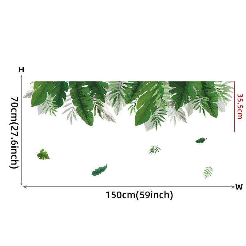150x70cm Tropical Leaves Palm Leaves Green Plants Wall Stickers for Living Room Bedroom Home Decorative Stickers Home Decor Pvc