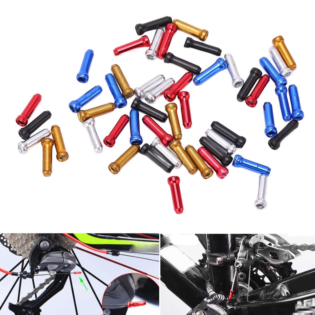 50PCS Bicycle Brake Cable Cap 5 Color Assortment Aluminum Impact Resistant Cable End Crimp