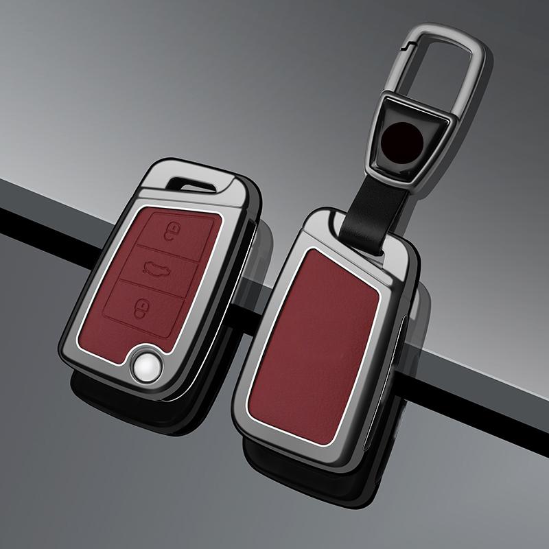 Zinc Alloy Leather Car Key Case Key Case For Volkswagen Volkswagen Polo Golf 7 Mk7 T-Cross T-Roc Tiguan Passat Touran Key Fob