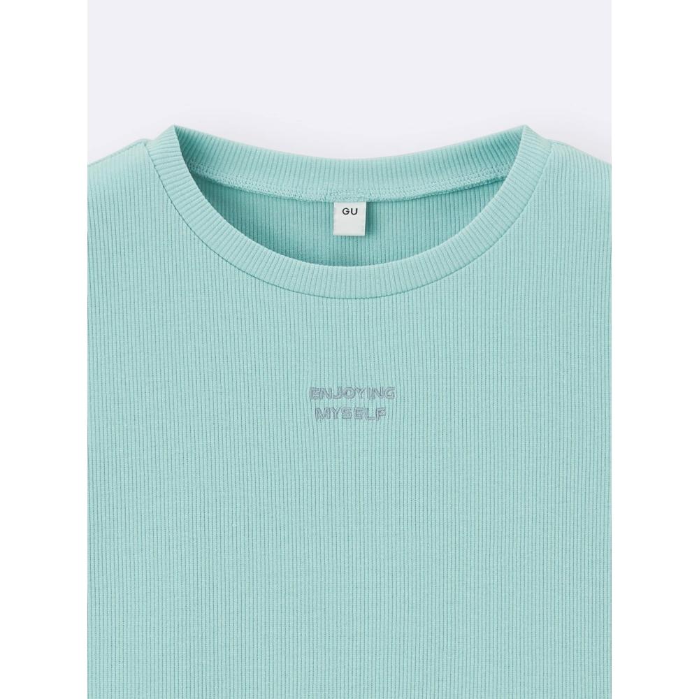 GU by Uniqlo Girls Rib Crop Logo T Jr