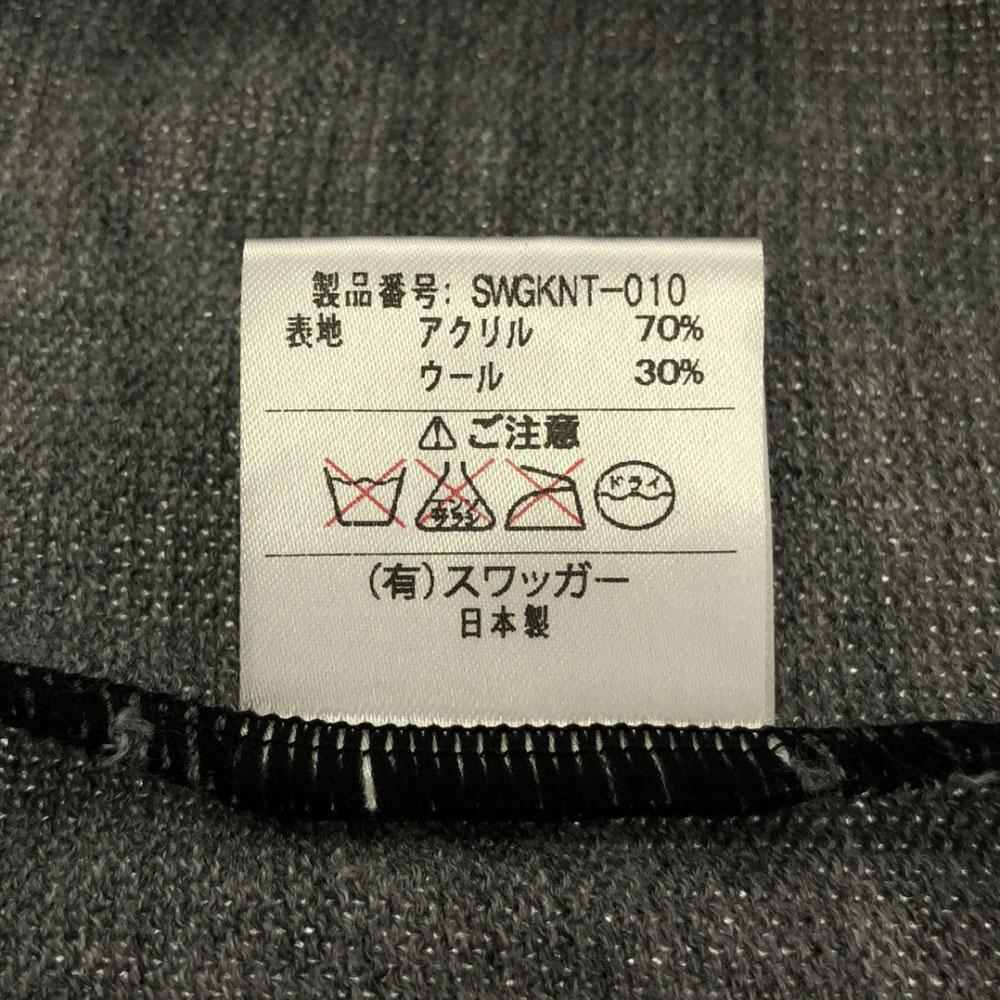 SWAGGER Made in Japan Wool Blend Long sleeve knit cardigan M Black x gray Men's Used