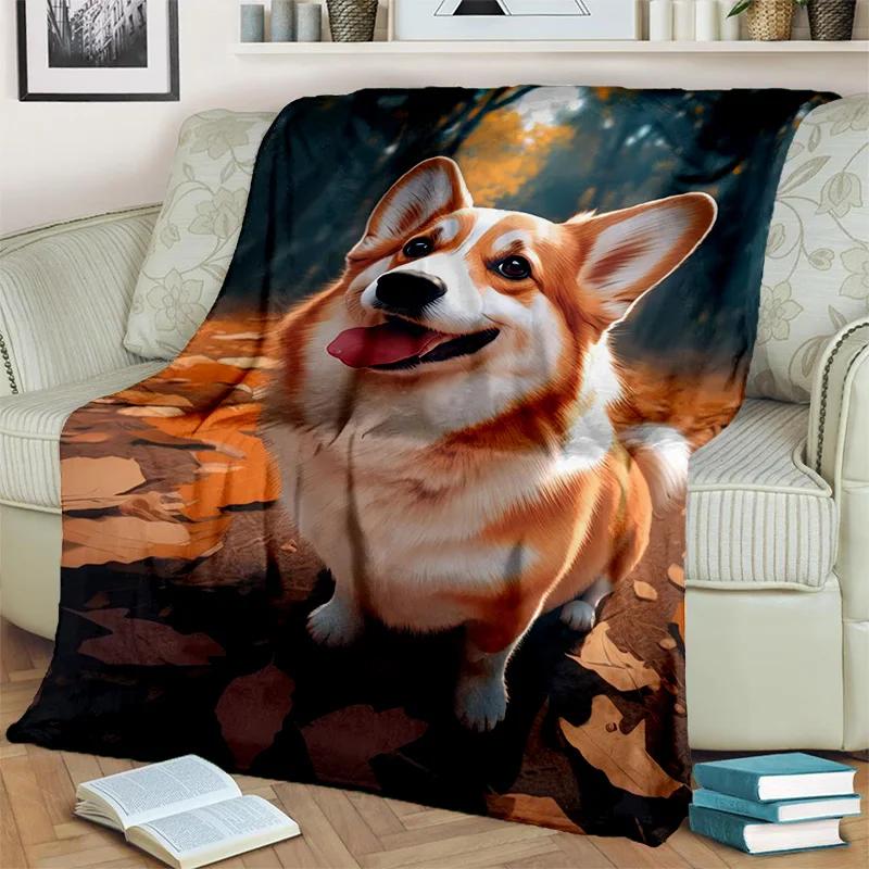 Sevimli Köpek Husky, Samoye, Chihuahua, Koki Pomeranian Karikatür Battaniye, Ev Yatak Odası Kanepe Örtüsü Battaniye Çocuklar için Yumuşak Atma Battaniye