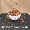 Quick-Dry Diatomite Pet Feeding Mat with Cute Paw Print Design, Non-Slip Waterproof Dog and Cat Food Mat for Home Use, Black with White "Pet Home"