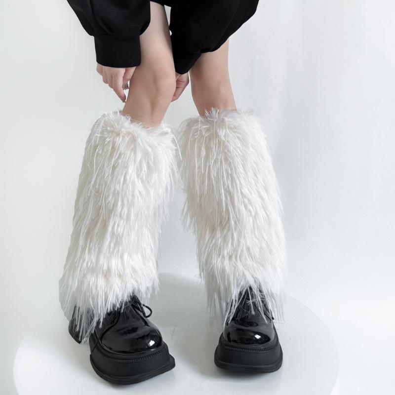 Women's Thick Fuzzy Leg Warmers Soft Plush Boot Covers Toppers for Costume Parties Winter Fashion Accessory Leg Gaiters