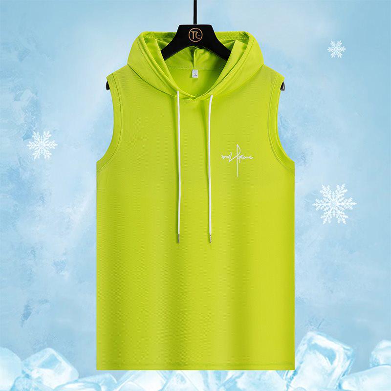 Gilet con Cappuccio Senza Maniche Uomo Rinfrescante Rapido, Manica Corta, Traspirante, Asciugatura Rapida, Assorbe il Sudore, alla Moda, Taglie Forti, Casual, Versatile per l'Estate