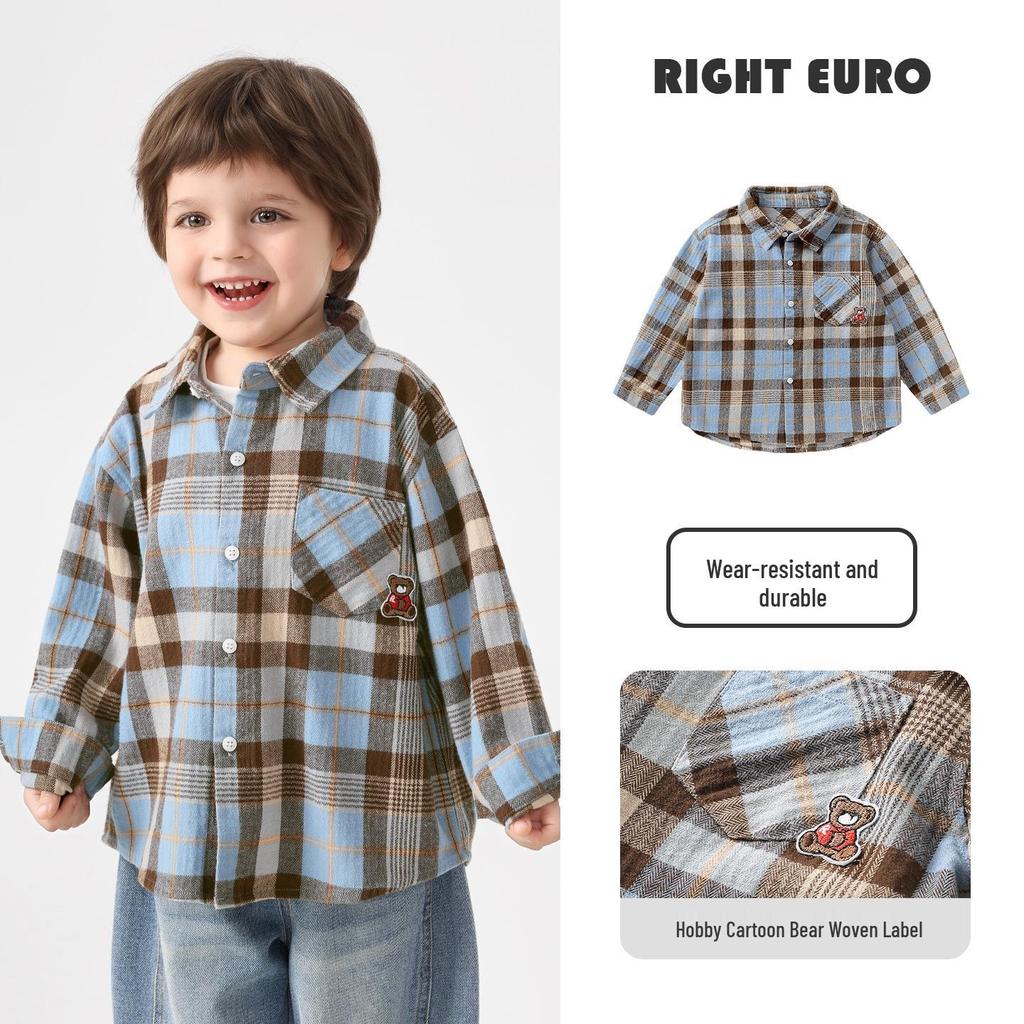 Right European Boys' Denim Shirt Jacket - New Spring/Autumn 2026 Style Trendy Kids' Clothing