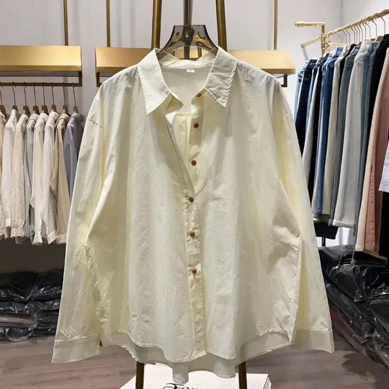 

Women s Casual Loose Blouse Light Yellow Lapel Decorative Buttons Daily Fashion Shirts S жовтий