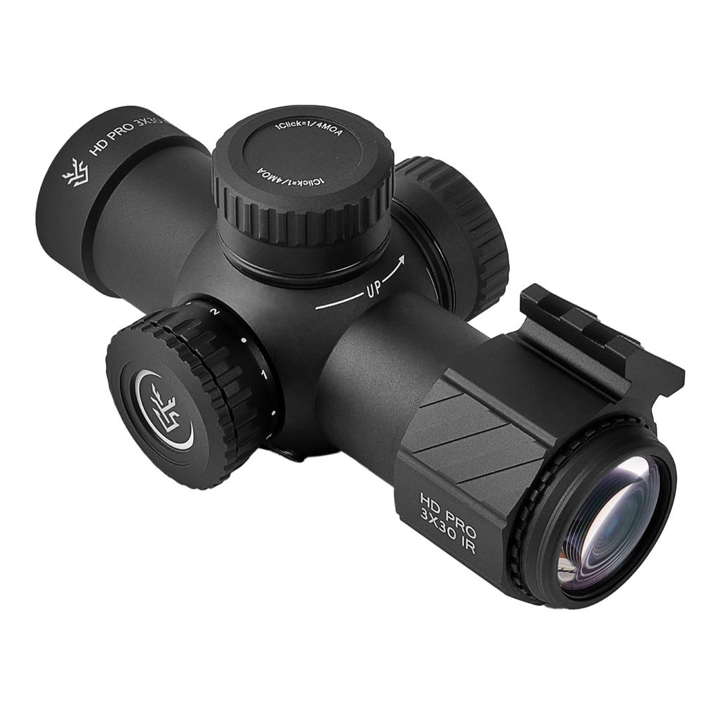 SWAMP DEER OPTICS Riflescope, 3x30IR Fixed Magnification, Short Scope, IPX7 Waterproof Sight (Black)