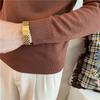 Men Half Zipper Long Sleeve Solid Color Business Fitted Knit Sweater Bottoming Shirt
