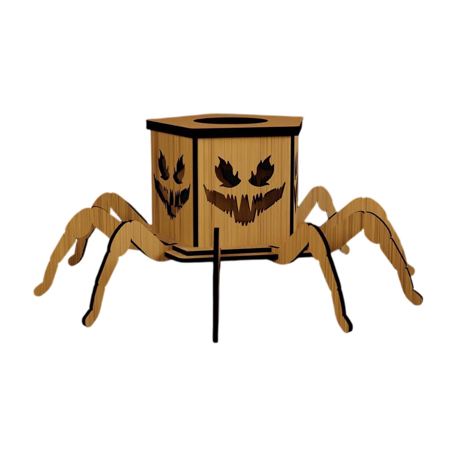 

Хэллоуин Деревянный Подсвечник Паук Украшения Орнаменты Фестивальная Атмосфера Реквизит для Оформления One Size