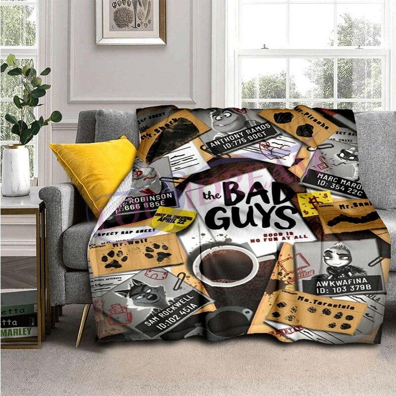 The Bad Guy Blankets Super Soft Cartoon TBG Flannel Blanket Warm Lightweight Kids Bedding Sofa Sofa Chairs All Seasons