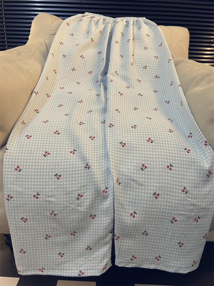 Tall Women's Extended Plaid Pajama Pants - 105cm Loose Wide-Leg Summer Pants, Perfect for Walking - 110cm Length