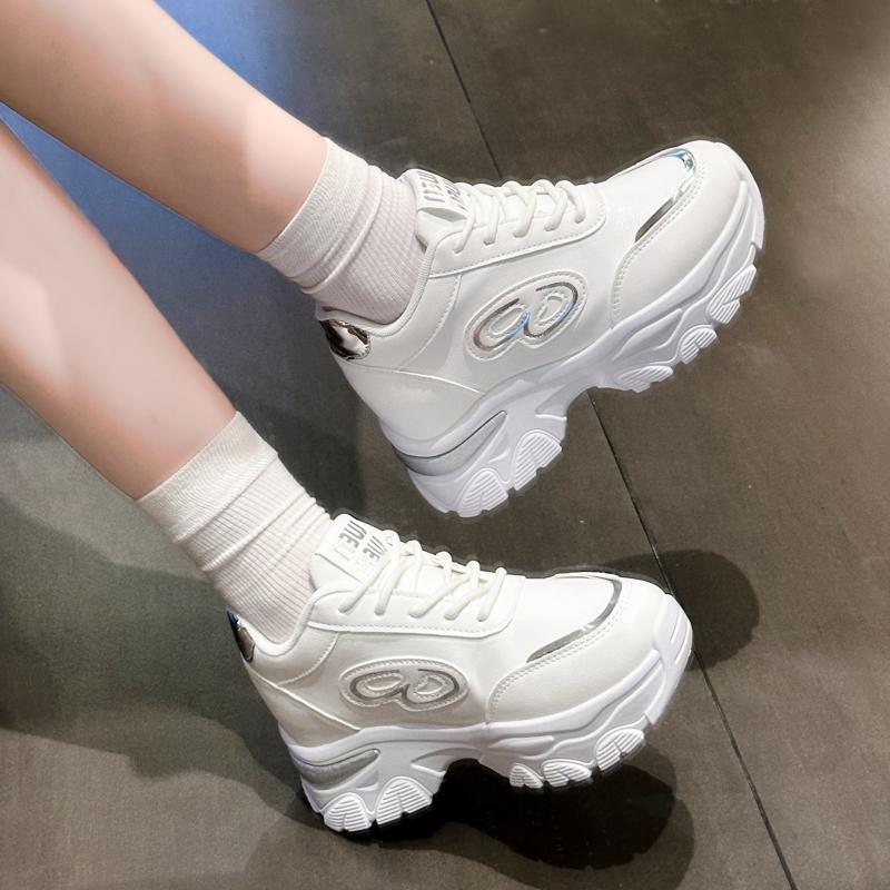 Fashionable And Comfortable New Women'S Vulcanized Shoes Spring And Autumn Elegant Lace Up Thick Soled Sports And Leisure Shoes