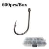 High Carbon Steel Fish Hook Barbed 600PCS 3#-12# Series in Fly Fishhooks Worm Pond Fishing Bait Holder Jig Accessories Pesca