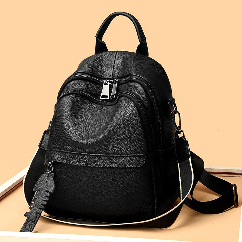 Vintage Genuine Leather Backpack for Women Luxury Designer Casual Travel Backpack Women's School Bag