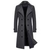 Abrigos Largos de Lana para Hombre Moda Gabardinas de Doble Botonadura Otoño Cuello Solapa Corte Ajustado Cortavientos Ropa de Abrigo Masculina