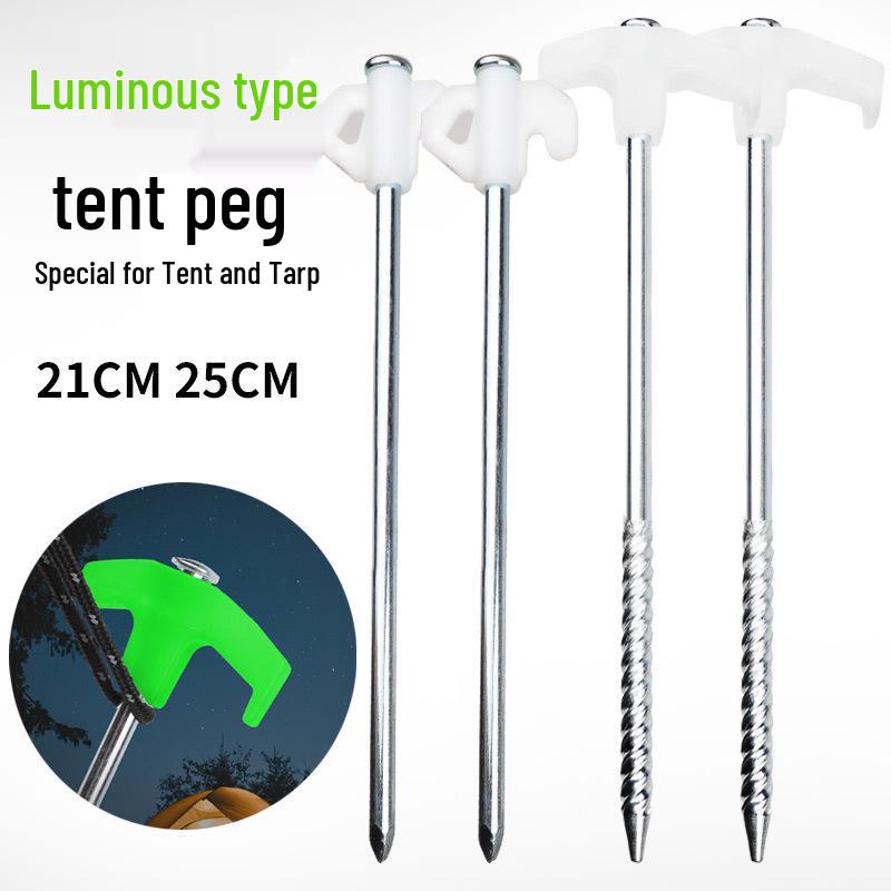 Yitu 25cm Threaded Outdoor Tent Stakes: Lengthened, Thickened Ground Peg Set for Camping