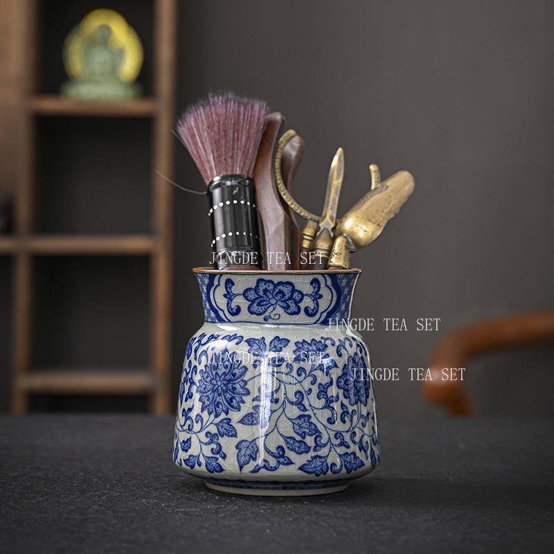 Blue and White Porcelain Tea Ceremony Accessories Ceramic Kung Fu Tea Utensils Mountains and Waters The 6 Heroes Teaware