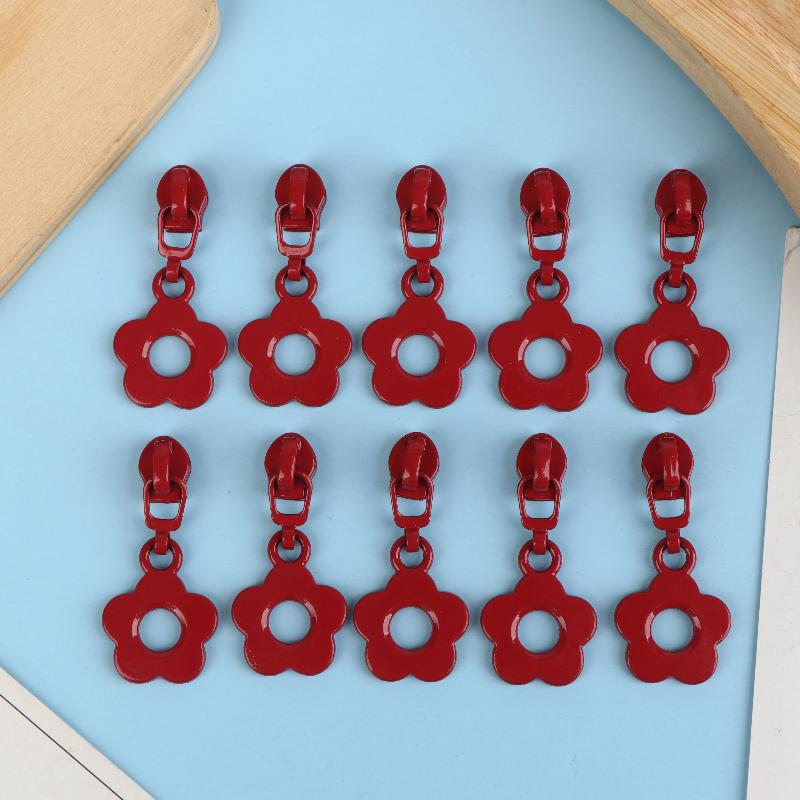 10Pcs Cute Little Flower Zipper Head For #3 Nylon Zippers Suitable For Home Sewing Diy Handmade Zipper Replacement