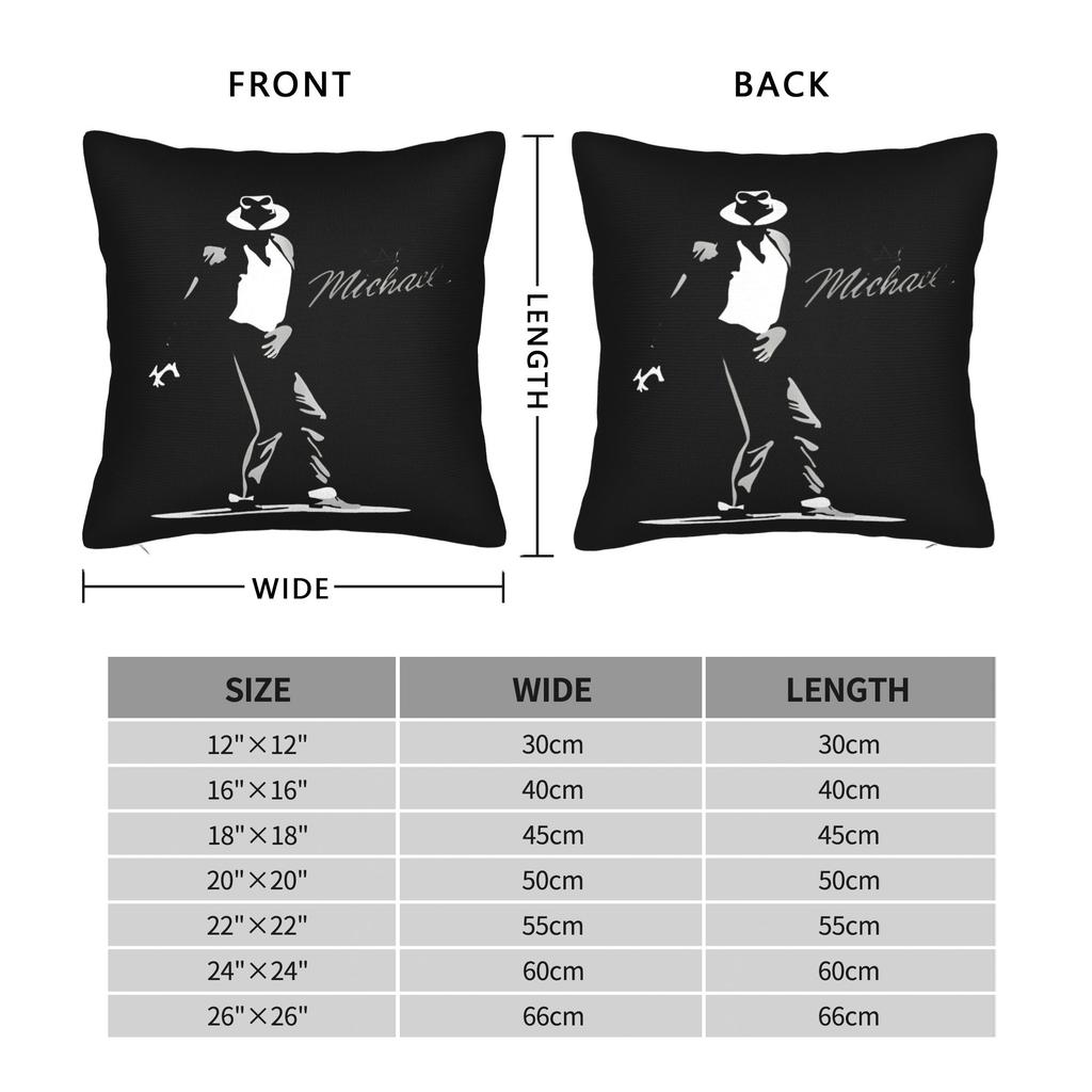 Mj King Of Pop Fan Art Square Pillow Cases Cushion Covers Awesome Zippered Decorative Pillowcover For Living Room 18"