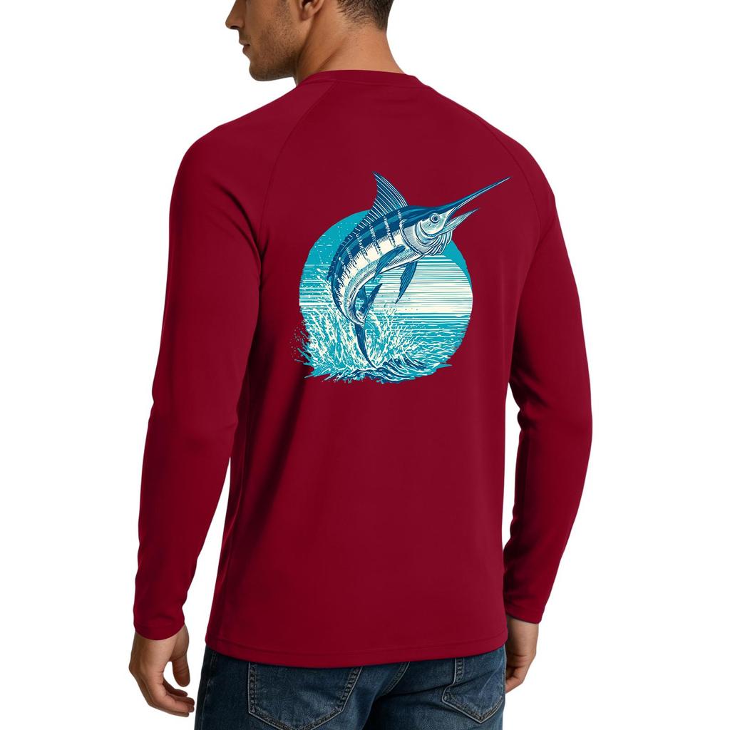 Men's UPF50+ Sun Protection Long Sleeve Shirt Stretch Outdoor Fishing Sports Top Lightweight Breathable Quick Dry Fabric
