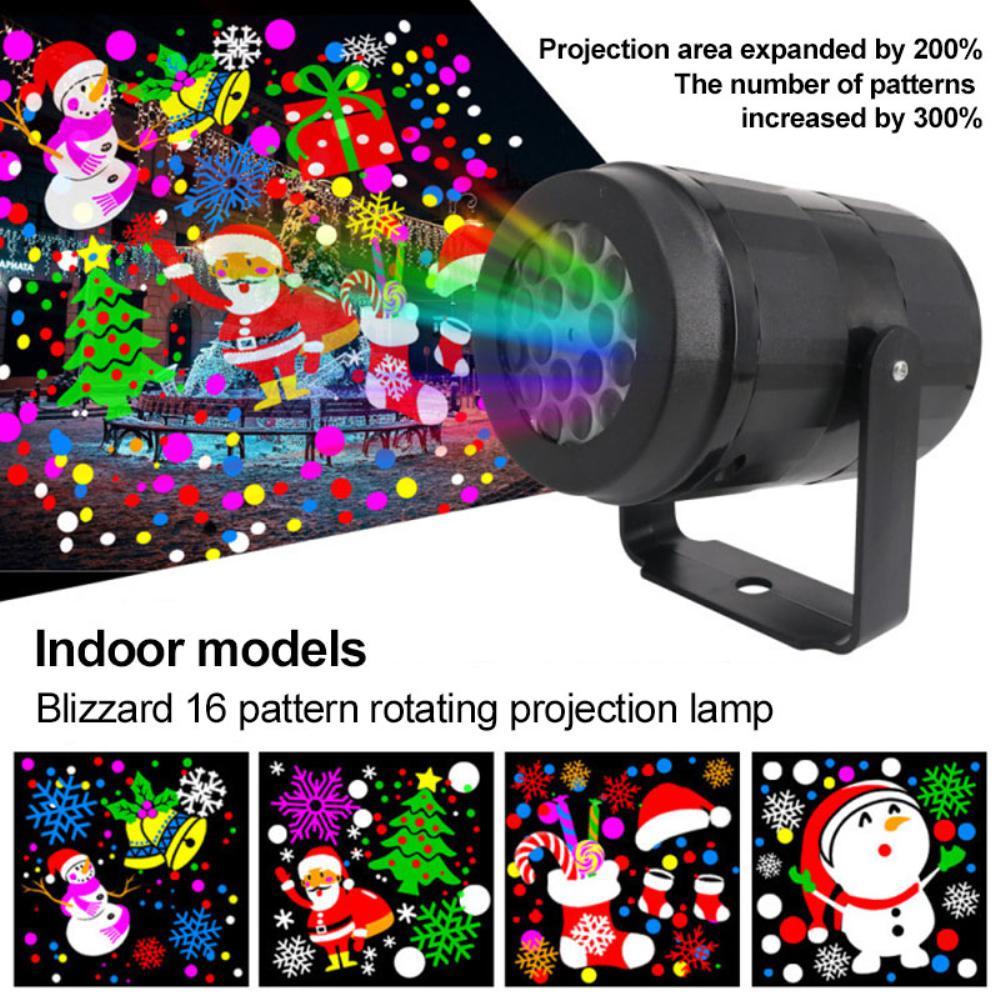 

LED Snowflake Projector Lights EU/US/UK 16 Patterns Christmas Projection Indoor Outdoor Lamp Snow Spotlight For Christmas Decor EU Plug