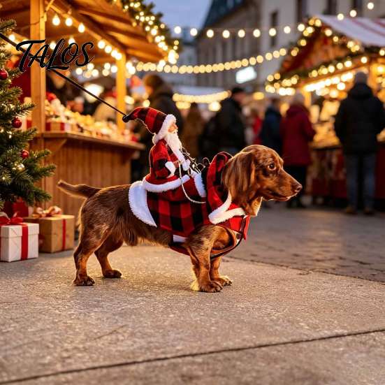 Funny Santa Claus Pet Suit Rider Dog Costume, Christmas Outfit with Adjustable Closure, Riding Costume Holiday Apparel for Puppies Small Large