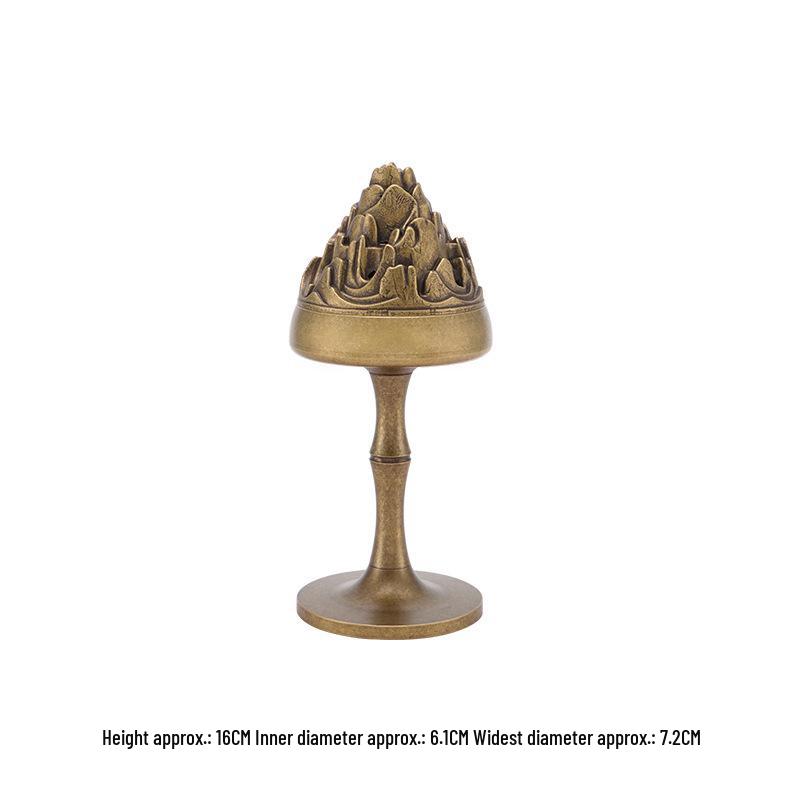 

Bronze Boshan Antique-Inspired Brass Incense Burner for Agarwood & Sandalwood Coils - Indoor Zen Decor.