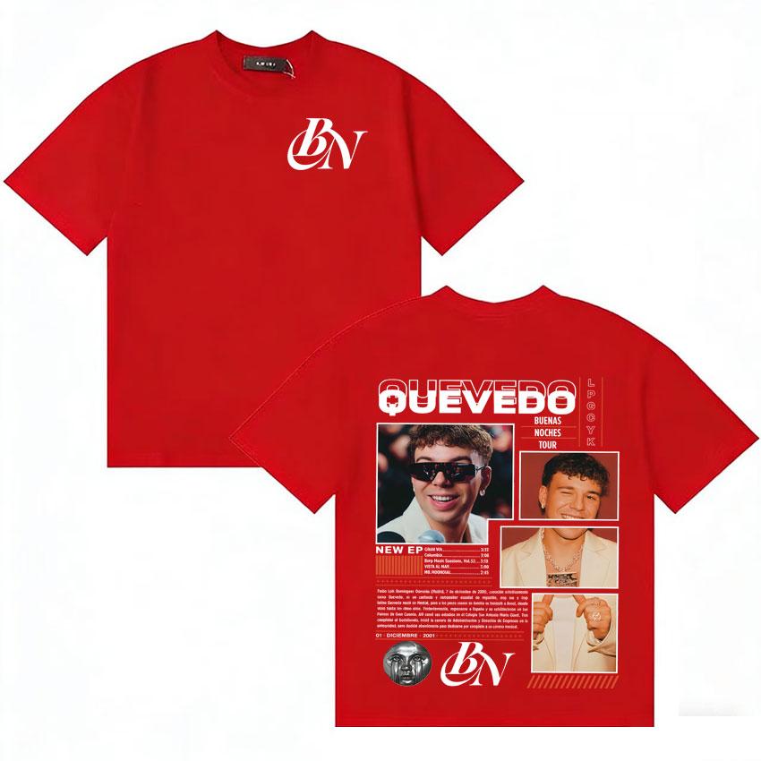 

Rapper QUEVEDO BUENAS NOCHES music Tshirt Unisex Women Fashion Crewneck Tshirts Casual Loose Y2K Short Sleeve T Shirt Fans Gift S