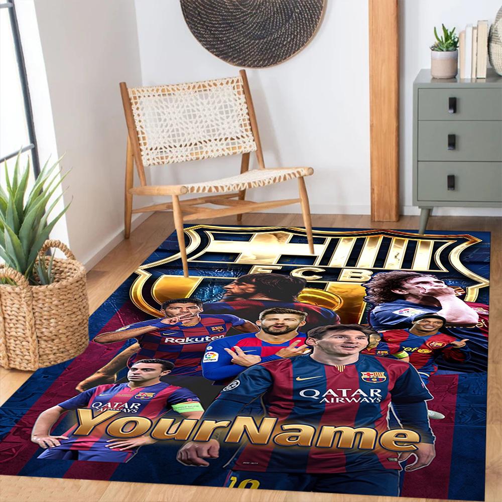 Fc Barcelona Personalized Text Carpet Perfect for Hallway Dormitory Dining Room Game Room Antislip Carpet Decorate Offices Best for Christmas