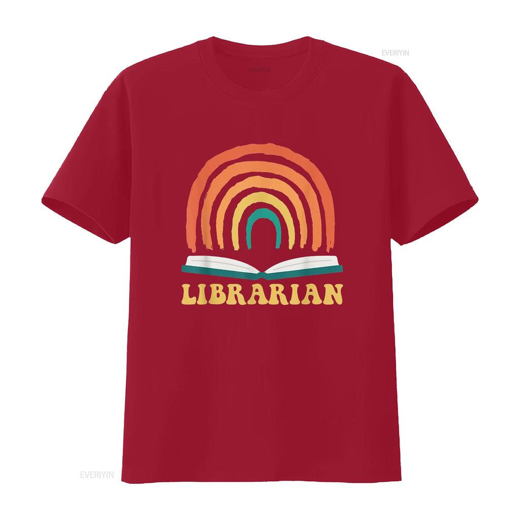 Librarian Vintage Reading Books Retro Rainbow Trendy Women s T Shirt  Summer Top with Unique Print vintage Washed Stretched