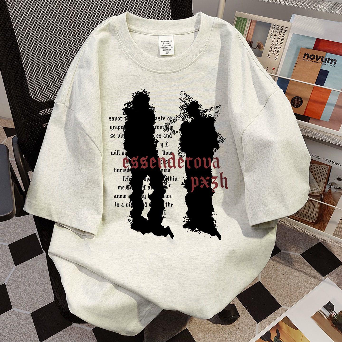 

Мужская ретро футболка с коротким рукавом и круглым вырезом на лето - Приталенный унисекс хлопковый топ M