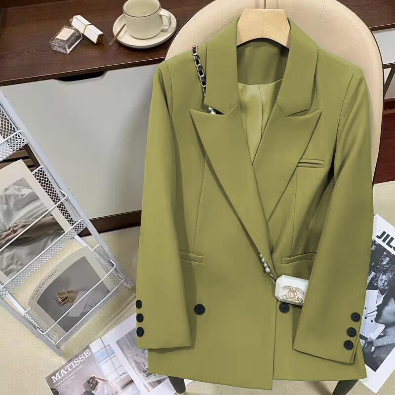 Damedressjakke for vår høst nisje dameklær pendling mote enkel oransje farge