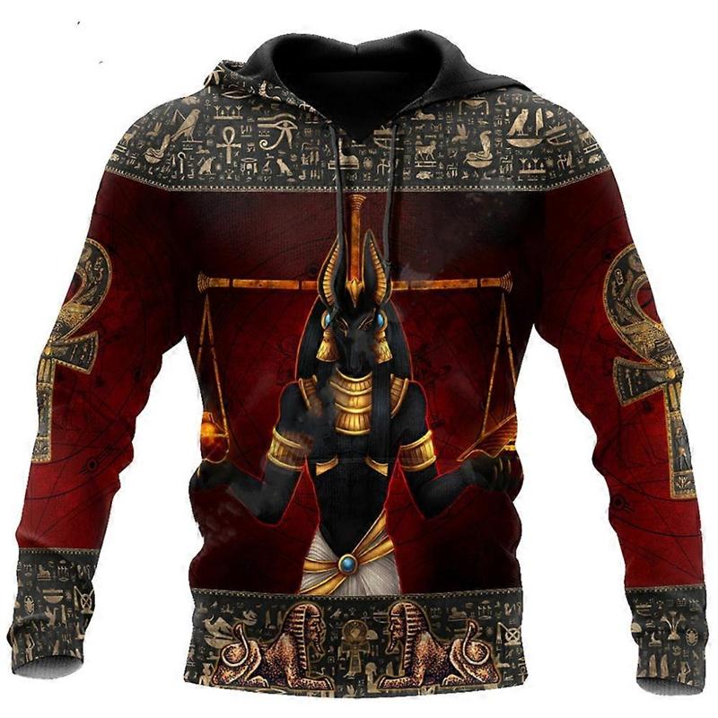 Sweat à capuche pour homme Tatouage Pharaon Anubis Égyptien Antique Impression 3D Pull Sweat-shirt Personnalité Streetwear Rétro Graphique Hoodies