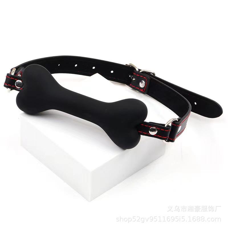 Měkký postroj Silikonový ústní roubík Pes Bone Ball Gag Otevřená ústa Gag BDSM Bondage Slave Gag Sexuální produkty SM sexuální hračky pro ženy