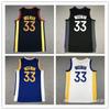 Camisa de Basquete Bordada Golden State Warriors 33 James Wiseman Masculina Feminina Adulto Outono Inverno Roupa Esportiva
