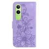 For OnePlus Nord CE4 Lite 5G Case Lily Flower Imprint Leather Phone Cover with Stand