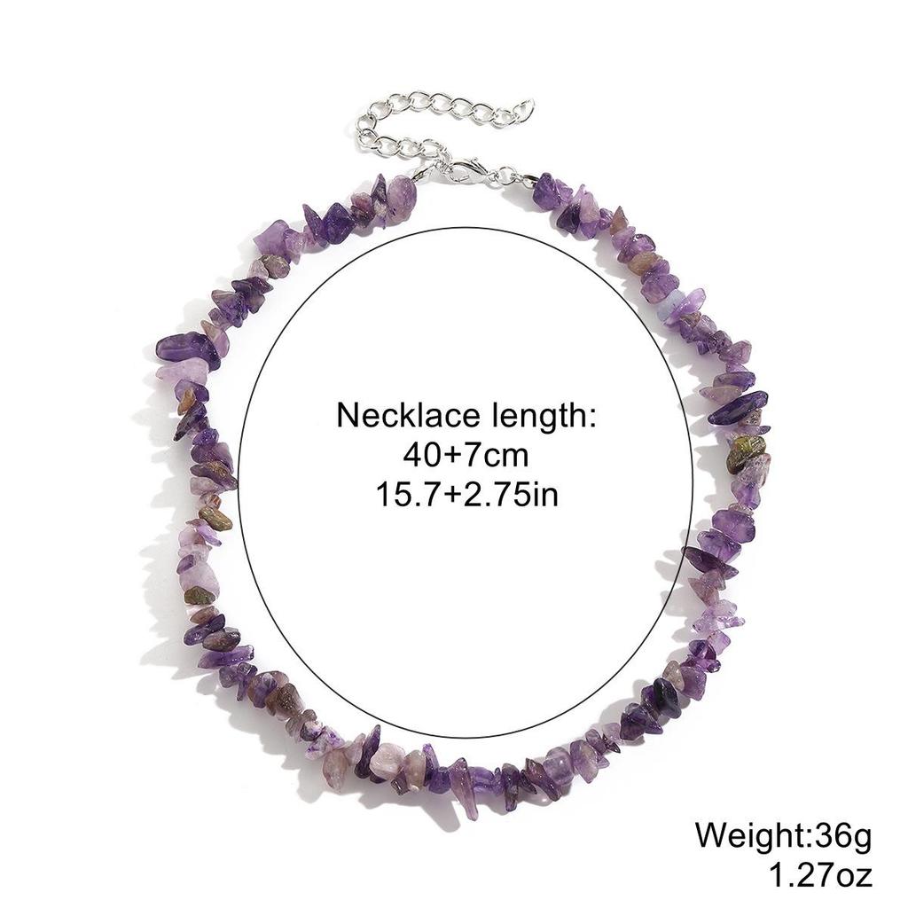 European & American Bohemian Colored Gravel Natural Stone Necklace for Women - Summer Jewelry