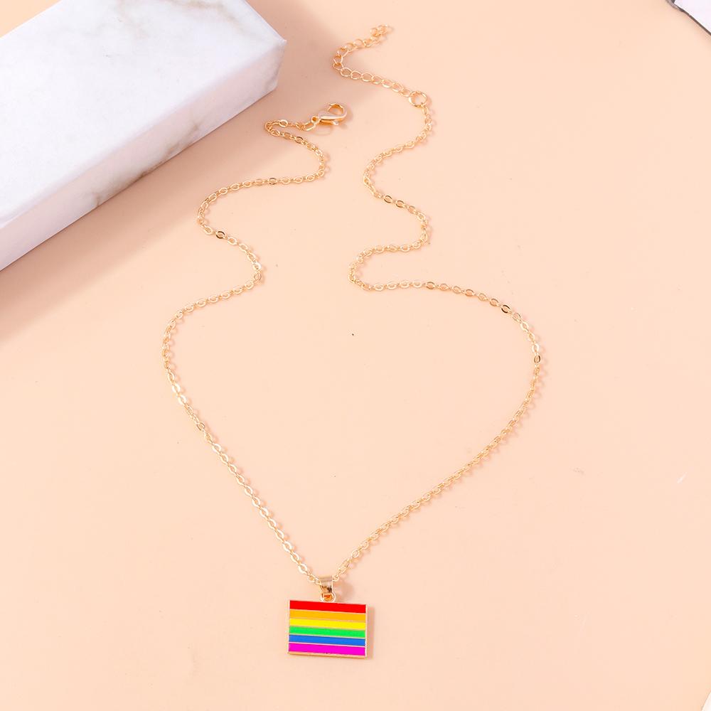 Cute Enamel Rainbow Flag Pendant Necklace for Women Girls Necklaces Chain Party Holiday Jewelry Gifts