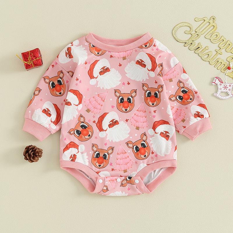 Baby Rompers Autumn Long Sleeve Newborn Boys Girls Sweatshirt Jumpsuits Winter Christmas Print Outfits Baby Wear