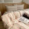 Nordic Sling Cotton Pink Stripes Duvet Cover 150x200 Size Girl's Room Housse Skin Friendly Breathable Comforter Sets