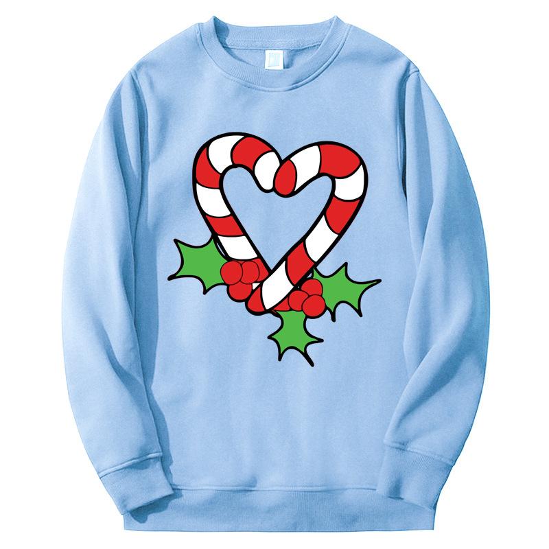 Christmas Hoodies Candy Cane Heart Hip Hop Fleece Round