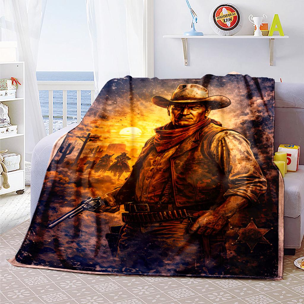 1pc John Wayne's Art Painting Blanket, Al Season Lightweigh Poster Blanket Home Office Outdoor Nap Multifunc Poster Blanketional Blanket